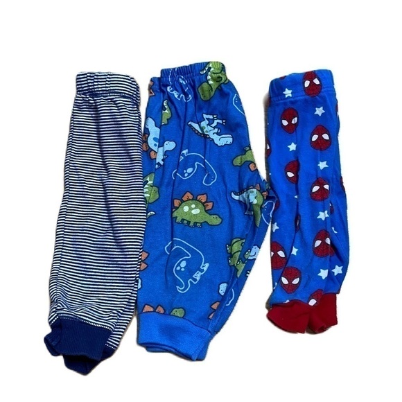 12 mos Boy Pajama Pants Bundle Spiderman Dinosaur - Picture 1 of 7